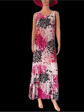 Attitudes by Renee Pink and Black Floral Maxi Dress